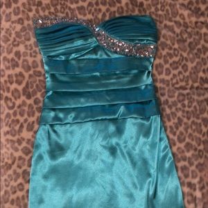 Teal strapless dress